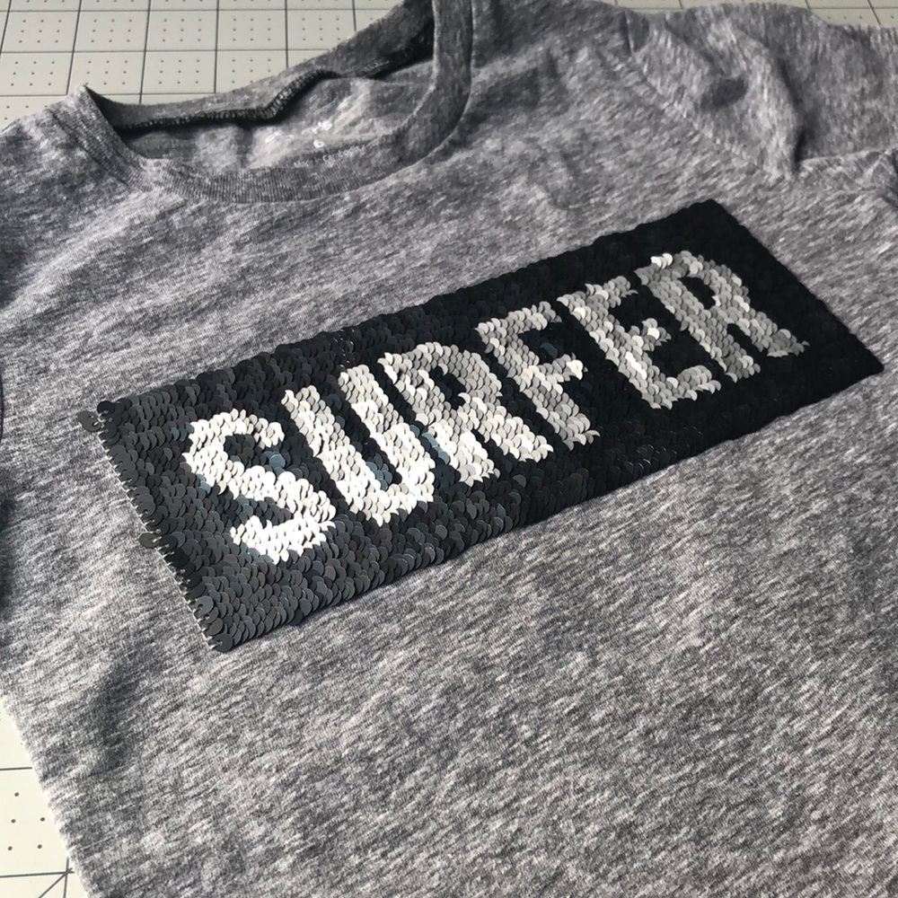 Carter’s Boys 6 Reverse Sequin Surfer-Pirate Gray SS T-shirt